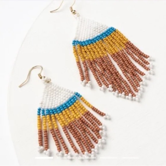 New in Box Korah Large Earrings~Plunder Seed Bead~Aztec Fall colors - Picture 5 of 6